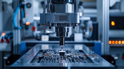 Lab testing high-strength composite materials for aerospace applications using advanced machinery.