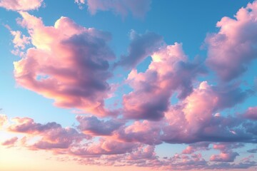 Beautiful sunset sky with pink clouds