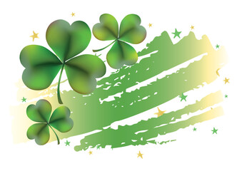 Green abstract banner with clover leaves and space for text. Element for St. Patricks Day.