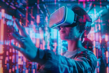 Futuristic Virtual Reality Experience, Technology Concept