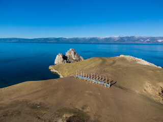 Lake Baikal at Olkhon Island. the village of Khuzhir