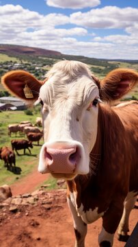 close up of a cow looking at the camera