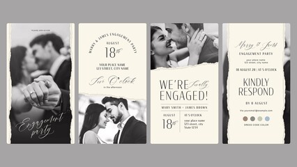 Minimal Wedding Invitation Invite Video Template with Ripped Paper Edges