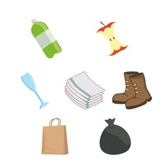 Waste products on white background