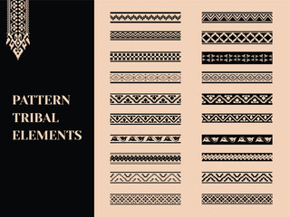 set of vector pattern tribal elements