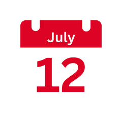 July 12 Calendar Day or Calendar Date for Deadlines / Appointment On a clear transparent background