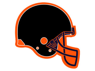 orange and black football player helmet, sport vector graphics
