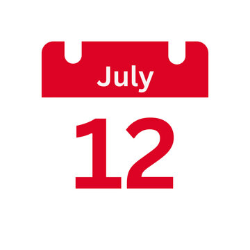 July 12 Calendar Day or Calendar Date for Deadlines / Appointment On a clear transparent background