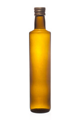 Olive oil round bottle isolated