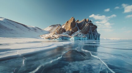 landscape with mountains and lake Baikal
