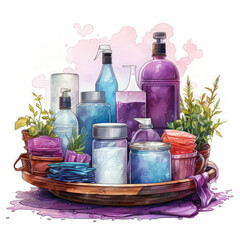 Obraz na płótnie Canvas watercolor Cleaning Supplies clipart, Generative Ai