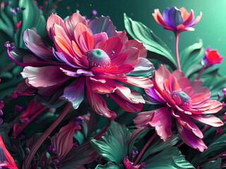 Fototapeta premium Beautiful elegant delicate 3d flowers background