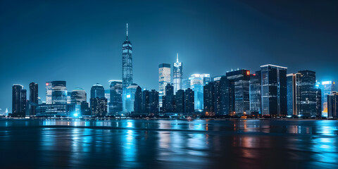 Futuristic cityscape at night - Ai Generated