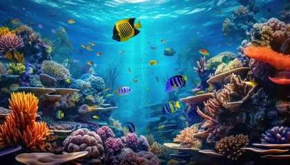 Deurstickers Fish in the water, coral reef, underwater life, various fish and exotic coral reefs © Virgo Studio Maple