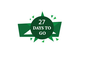 27 days to go countdown to go one time,  background template,27 days to go, countdown sticker left banner business,sale, label button,