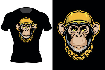 Vector monkey rocker outfit character illustration, Generative Ai