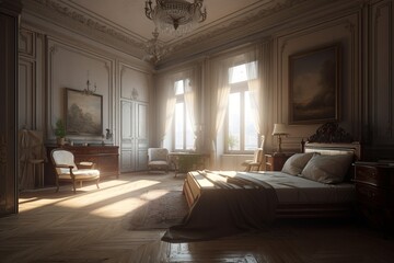 Fototapeta premium Interior of bedroom in Empire style luxury house.