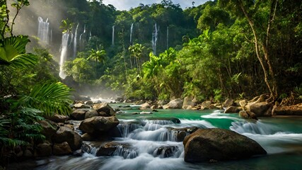 Naklejka premium waterfall background very cool 