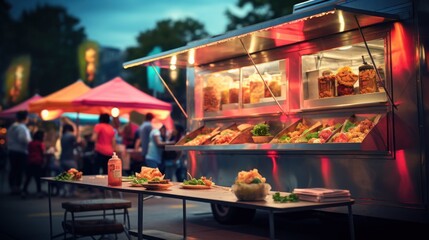 Fototapeta na wymiar food truck in city festival in city