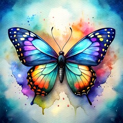Watercolor drawing of a butterfly. This illustration is suitable for the design of t-shirts, notebooks, calendars and tote bags.