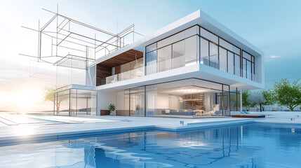 serene modern home nestled in nature: minimalist design, meticulous planning, harmonious living with expansive glass windows