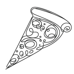 A slice of pizza in a line drawing style