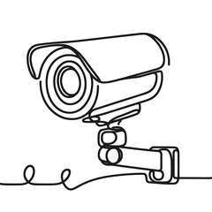 Outdoor surveillance camera in line drawing style