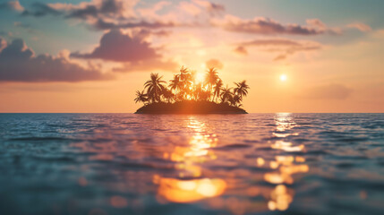 Golden Sunrise Over a Tranquil Island
