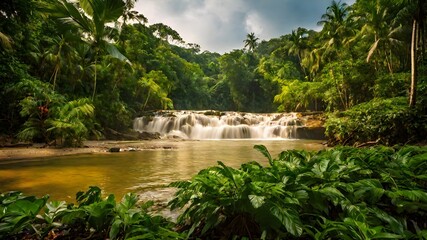 Fototapeta premium waterfall background very cool 