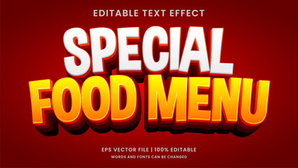 Special food menu 3d editable text effect