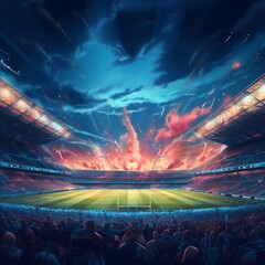 a crowd of people are watching a soccer game in a stadium,generated bi AI
