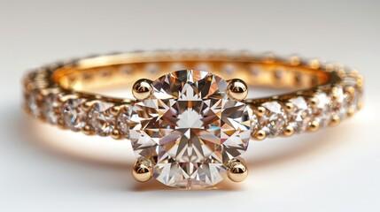 Diamond Engagement Ring With Double Rows of Diamonds