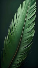 Close up of an green feather background texture illustration. AI Generated