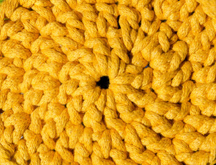 Cotton yarn. Yellow cotton cord pattern.