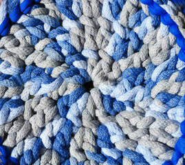 Cotton yarn. Cotton cord pattern in blue and light blue.