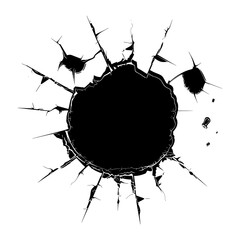 Silhouette bullet hole in glass black color only