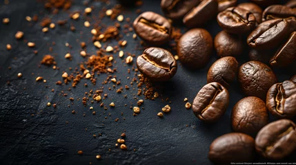 Keuken spatwand met foto A close-up of coffee beans. © wing