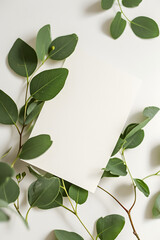 White Sheet of Paper With Green Leaves card