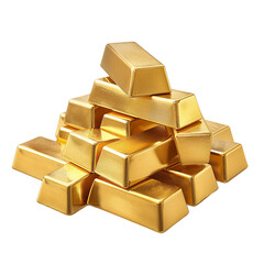 gold bars , piles of gold lingots. isolated object. PNG