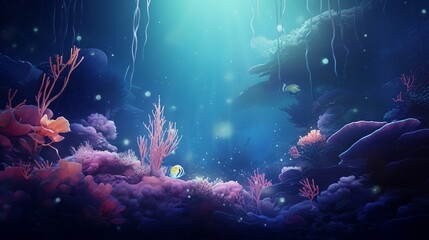Naklejka na ściany i meble A captivating digital background inspired by underwater landscapes, showcasing the beauty of marine life and the clarity of an HD photograph,