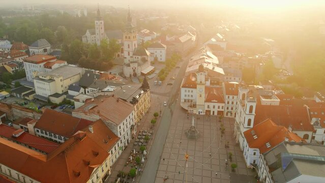 Banska Bystrica cityscape at sunrise in summer, Slovakia.