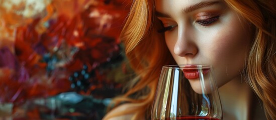 Chic woman enjoying a glass of delicious red wine in a cozy setting