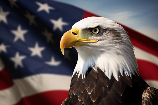 Generative AI colorful memorial independence day american flag day holiday eagle symbol image illustration