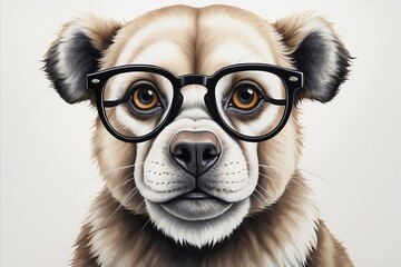 Illustrated dog wearing spectacles