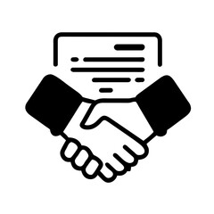 "Business Agreement Handshake Icon: Vector Illustration Depicting a Friendly Handshake, Suitable for Various Styles, Apps, and Websites.