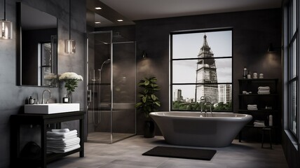 Fototapeta na wymiar Bathroom Interior with Elegant Fixtures