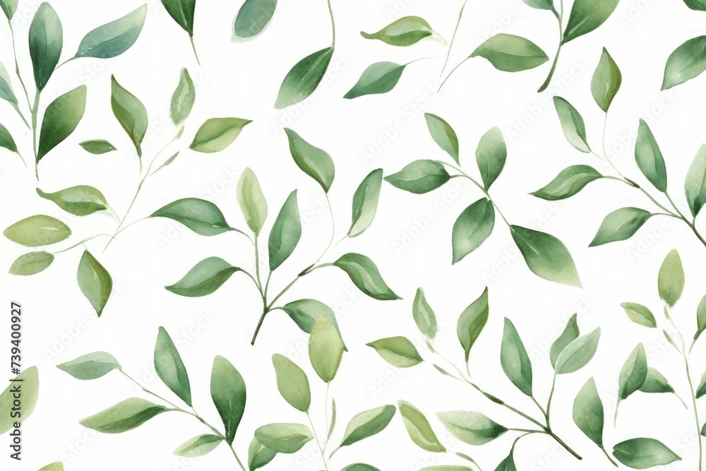 Wall mural abstract pattern background with green tree leaves. watercolor style