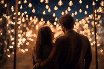 Romantic date moment saint Valentine Day celebration Generative AI conceptual illustration poster
