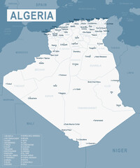 Algeria Map. Detailed Vector Illustration of Algerian Map