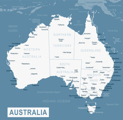 Australia Map. Detailed Vector Illustration of Australian Map - 739401161